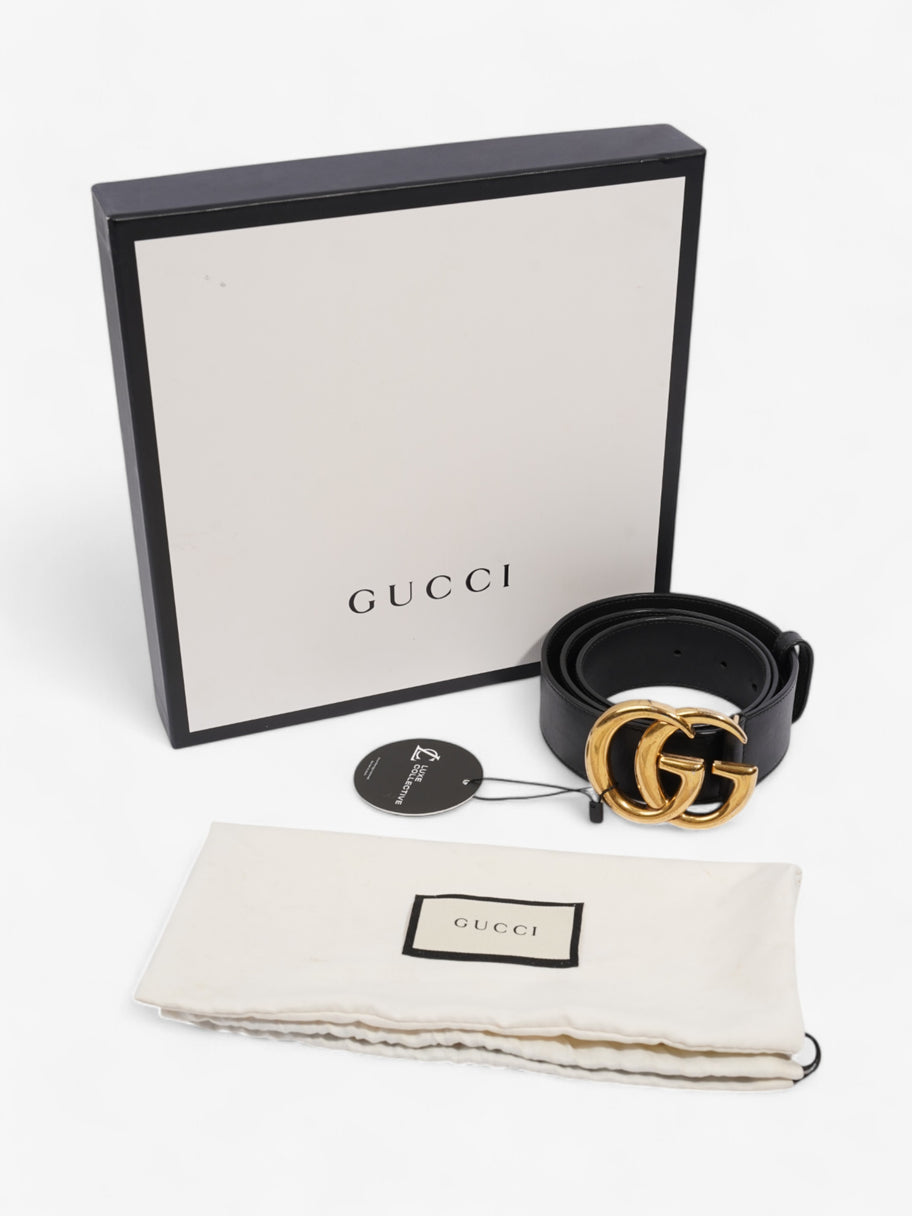 Gucci GG Marmont Wide Belt Black / Gold Leather 80cm / 32