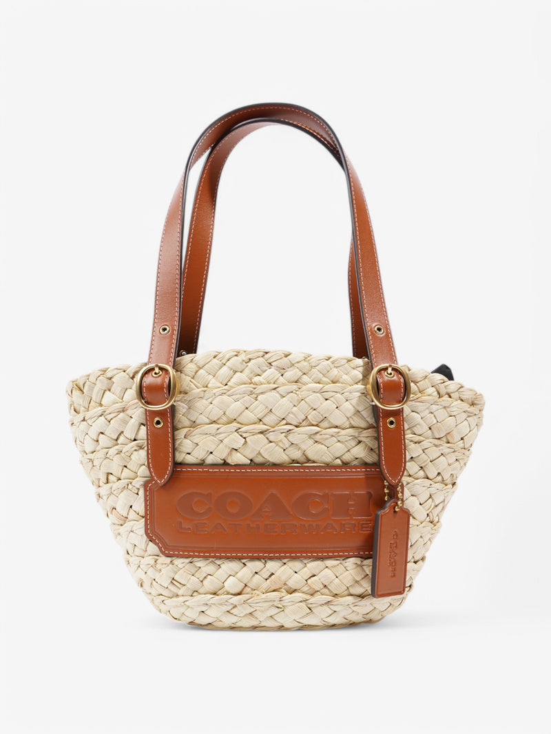  Coach Structured Straw Tote 16 Brown Raffia