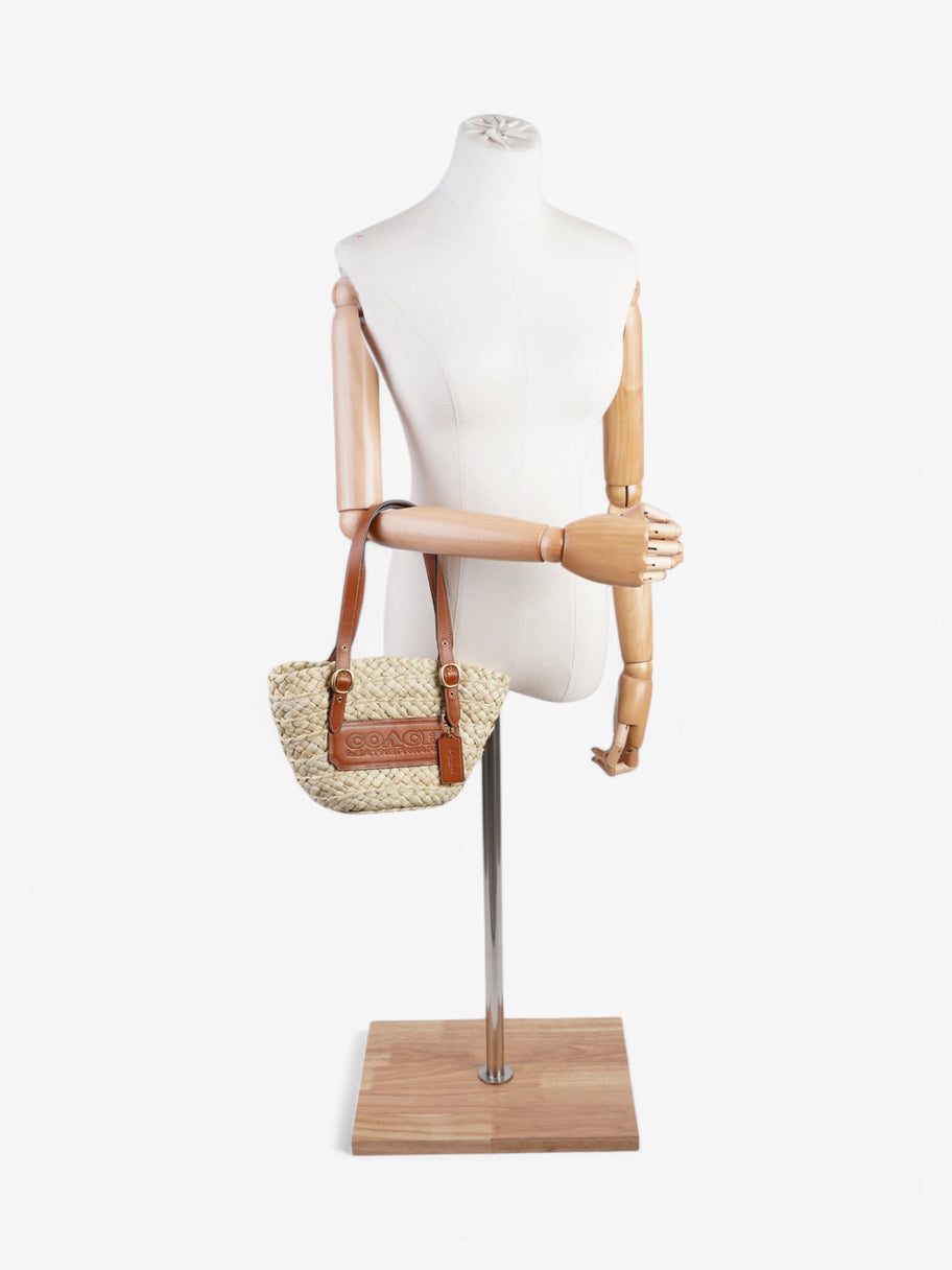 Coach Structured Straw Tote 16 Brown Raffia Image 2