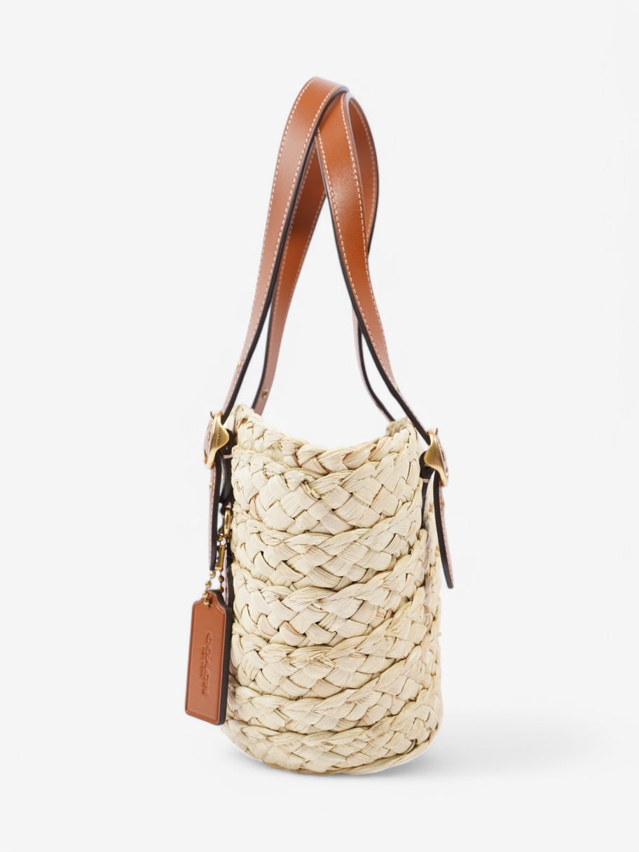 Coach Structured Straw Tote 16 Brown Raffia Image 3