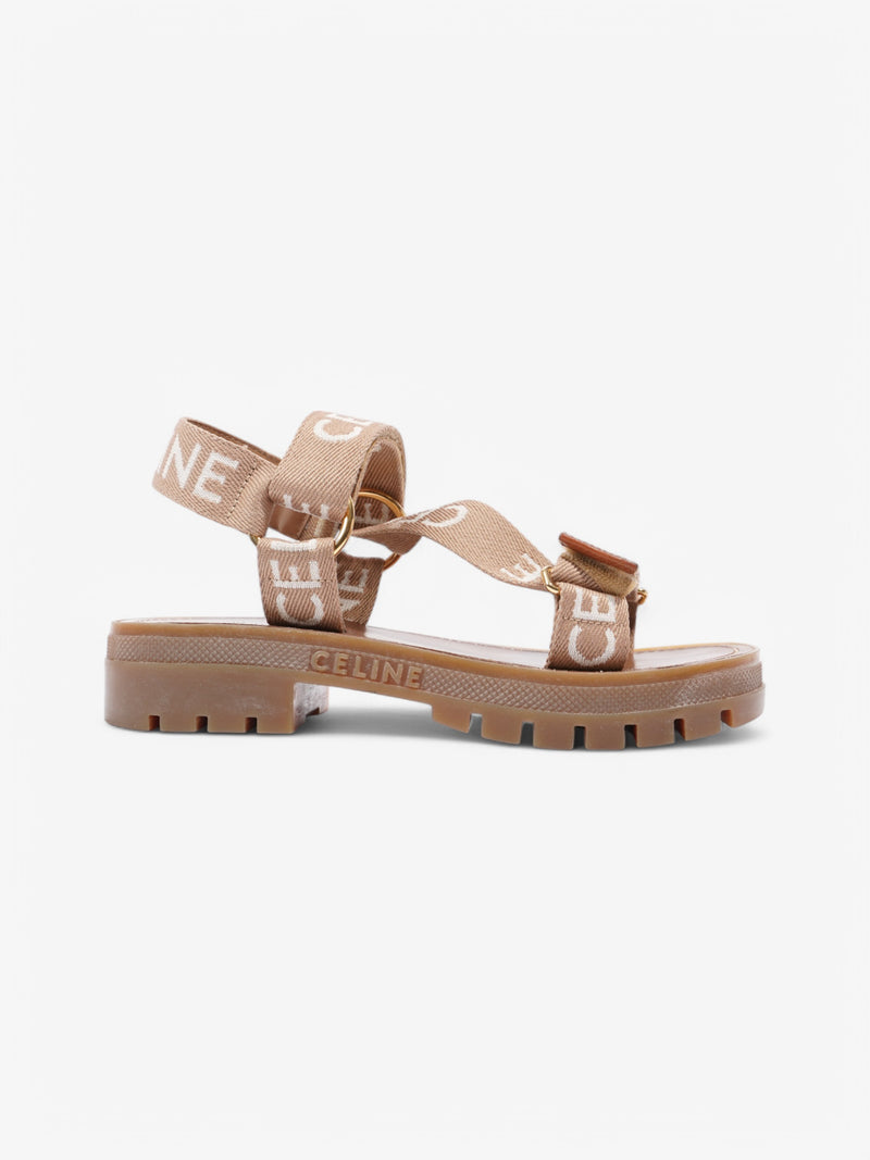  Celine Leo Sandals Brown / White Canvas EU 38 UK 5