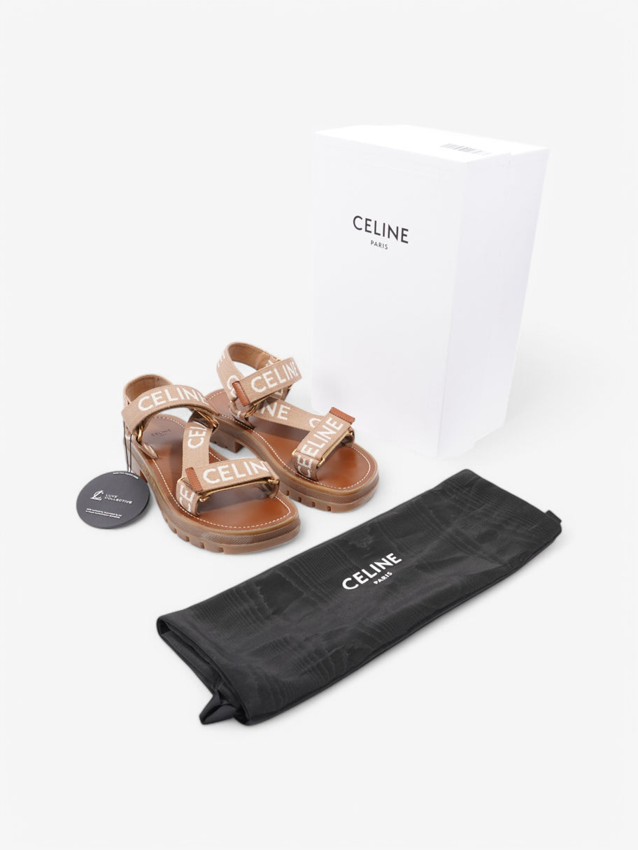 Celine Leo Sandals Brown / White Canvas EU 38 UK 5 Image 10