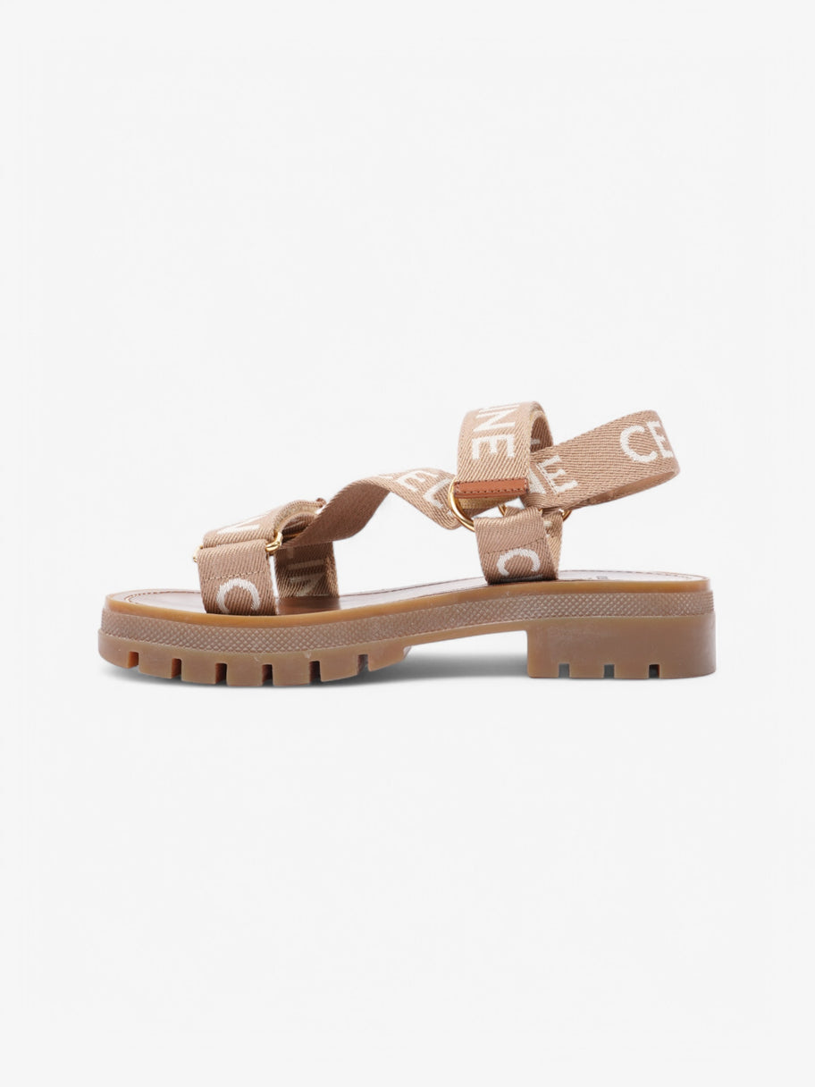 Celine Leo Sandals Brown / White Canvas EU 38 UK 5 Image 3