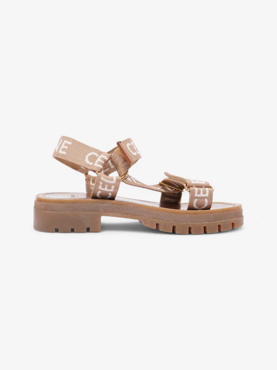 Celine Leo Sandals Brown / White Canvas EU 38 UK 5 Image 4