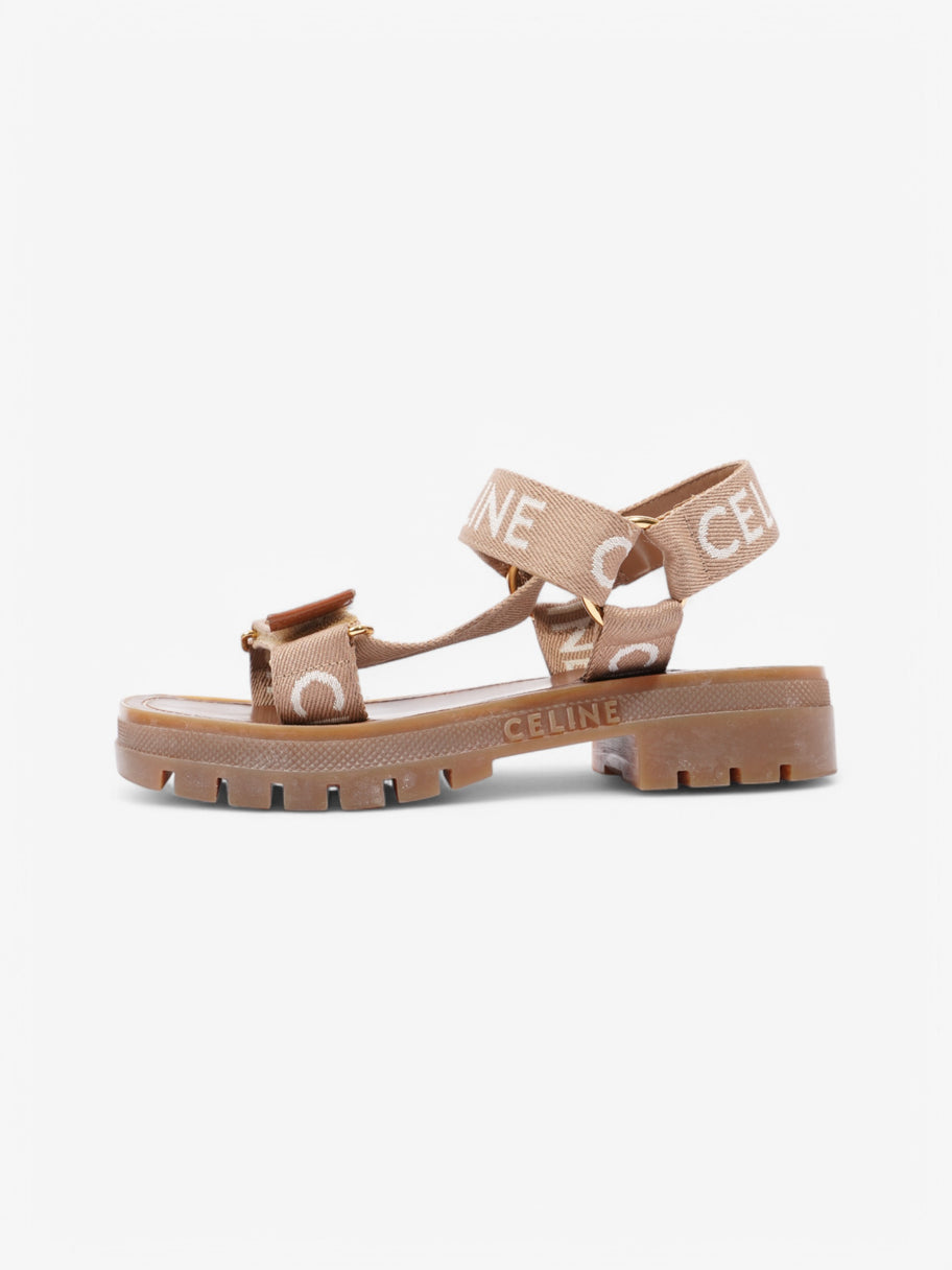 Celine Leo Sandals Brown / White Canvas EU 38 UK 5 Image 5