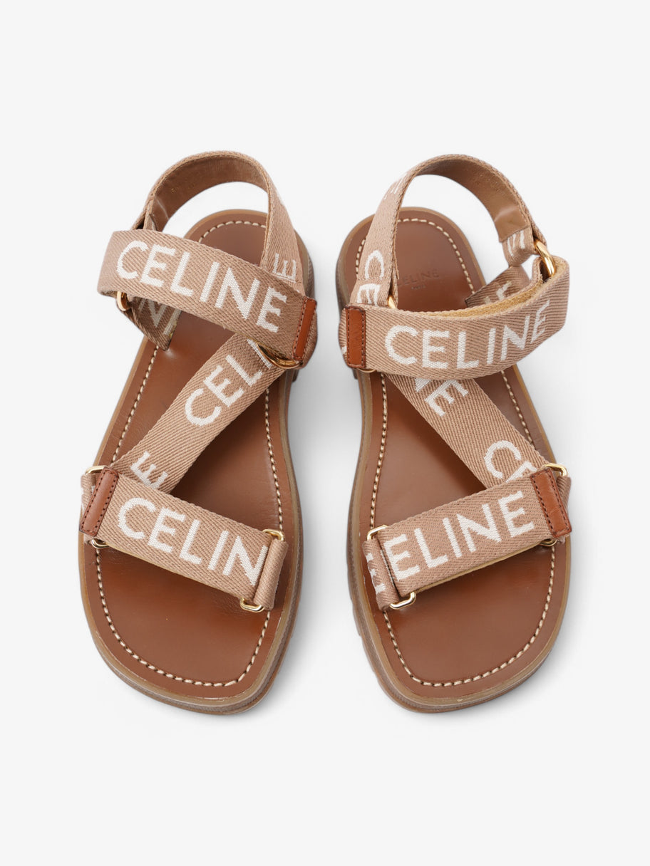 Celine Leo Sandals Brown / White Canvas EU 38 UK 5 Image 8