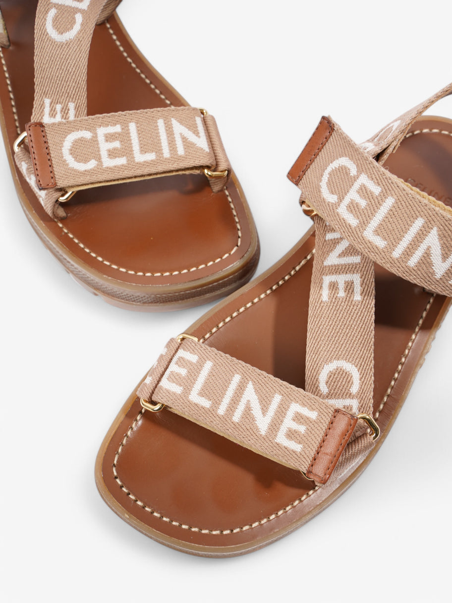 Celine Leo Sandals Brown / White Canvas EU 38 UK 5 Image 9