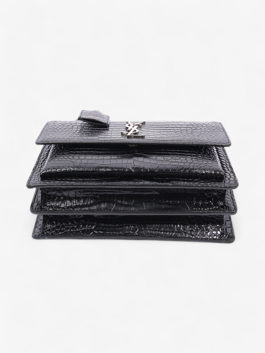 Saint Laurent Sunset Black Embossed Leather Medium Image 16