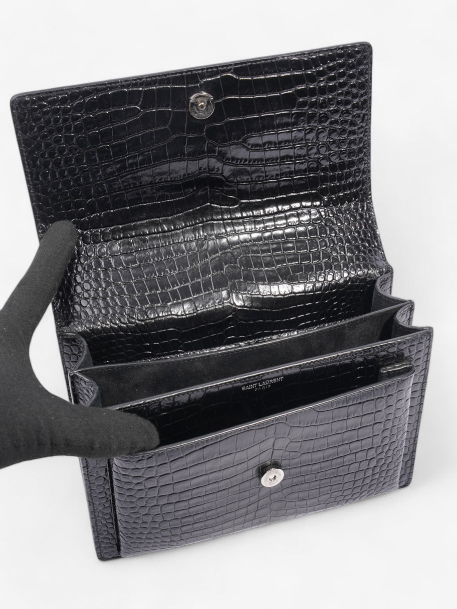 Saint Laurent Sunset Black Embossed Leather Medium Image 17