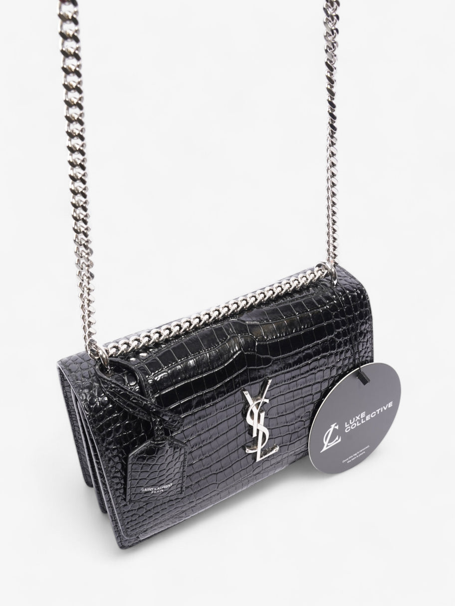 Saint Laurent Sunset Black Embossed Leather Medium Image 20
