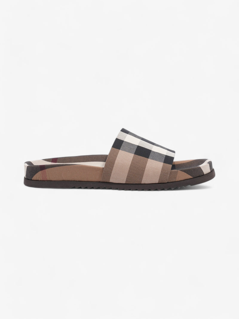  Burberry Checkered Sliders Brown / White / Black Canvas EU 43 UK 9