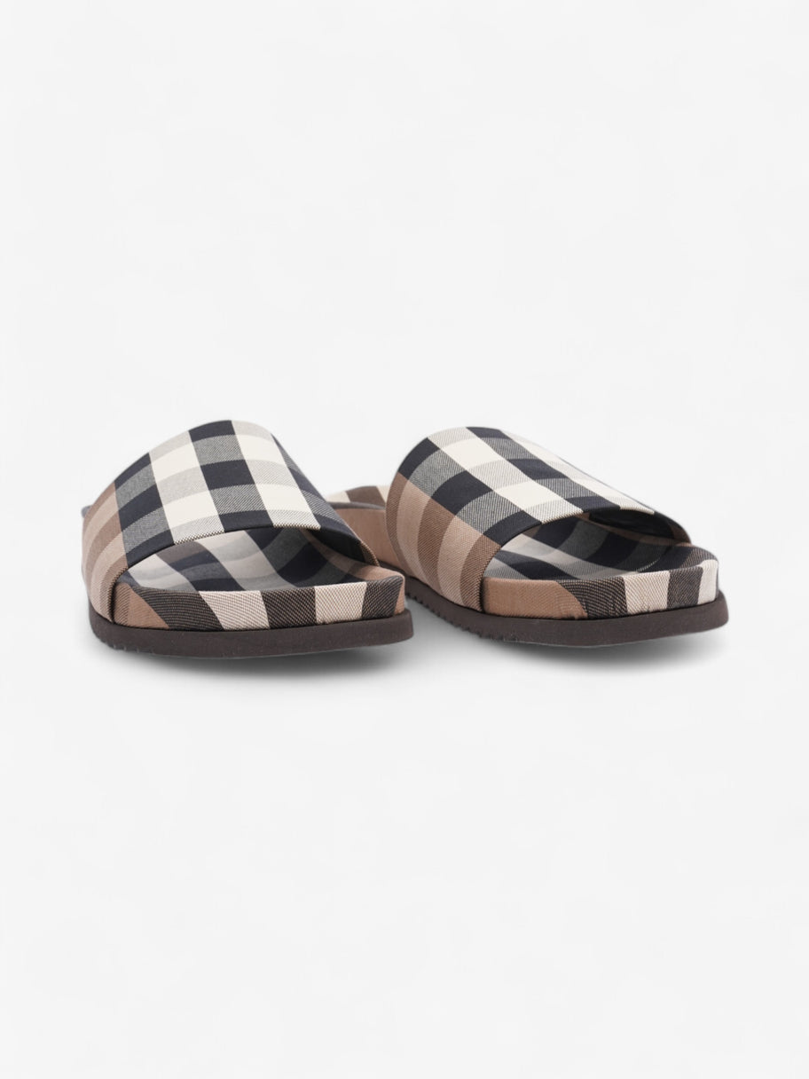 Burberry Checkered Sliders Brown / White / Black Canvas EU 43 UK 9 Image 2