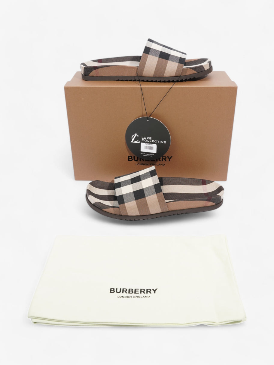 Burberry Checkered Sliders Brown / White / Black Canvas EU 43 UK 9 Image 8