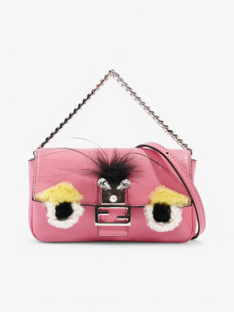  Fendi Micro Monster Baguette Pink Calfskin Leather