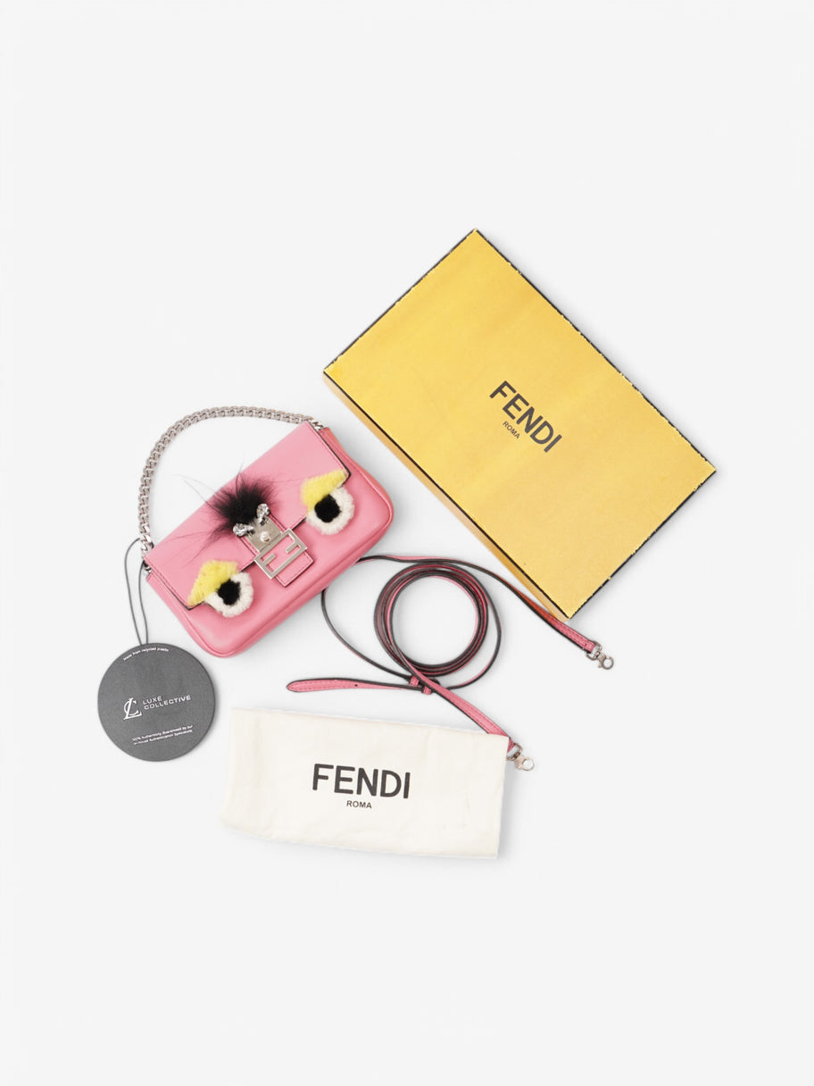 Fendi Micro Monster Baguette Pink Calfskin Leather Image 9