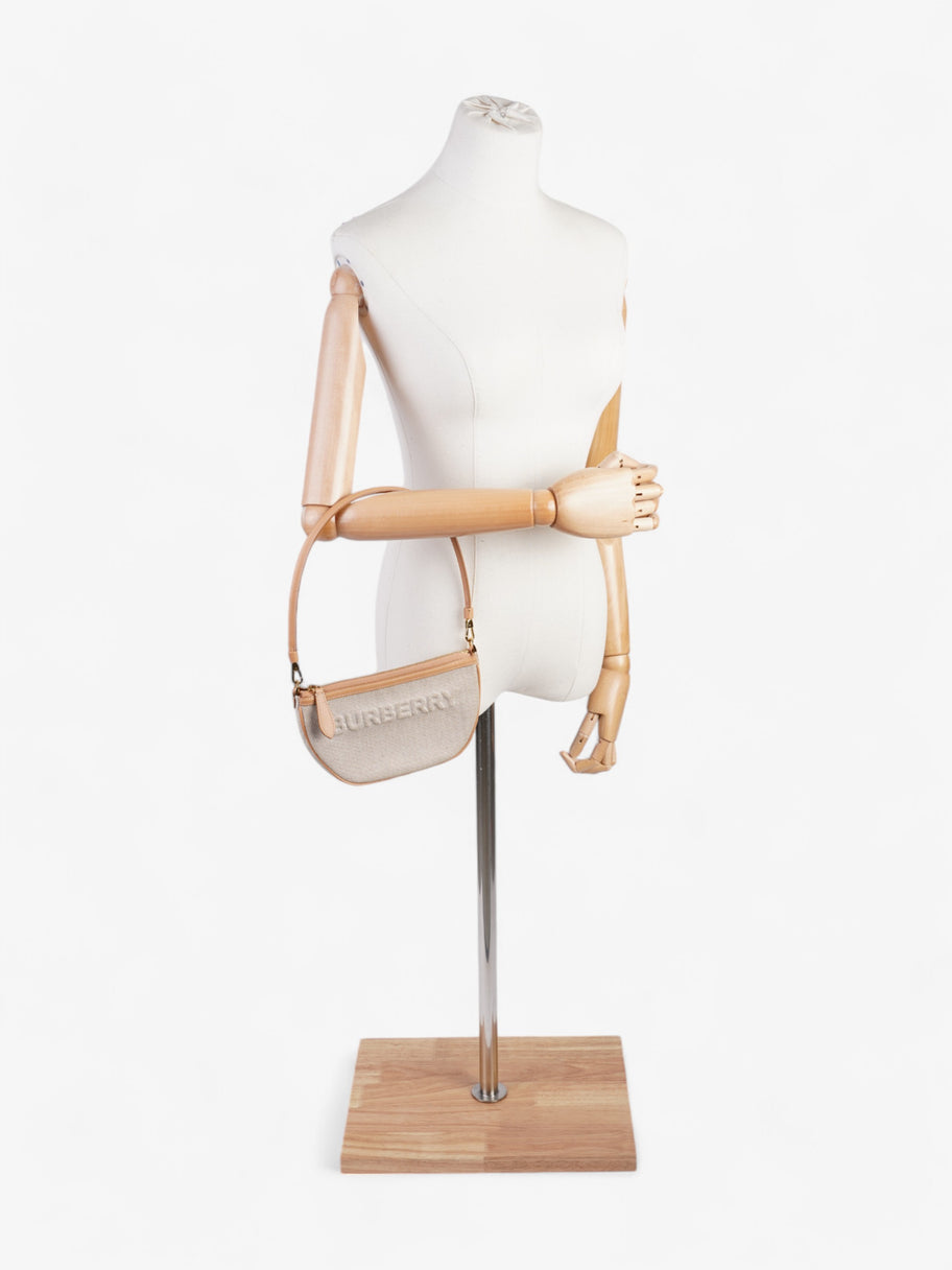 Burberry Olympia Logo Shoulder Bag Beige Cotton Image 2