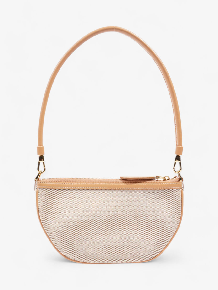 Burberry Olympia Logo Shoulder Bag Beige Cotton Image 4