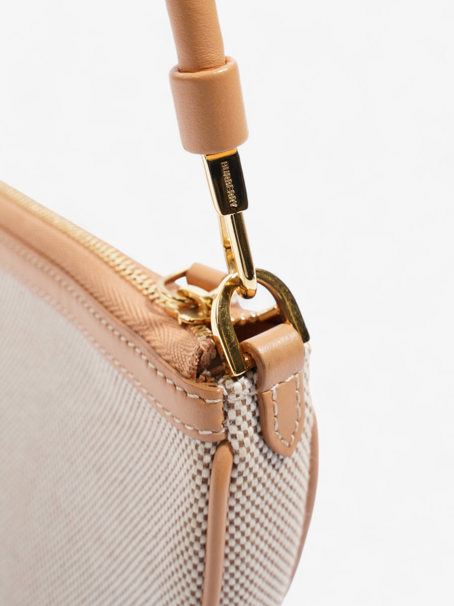 Burberry Olympia Logo Shoulder Bag Beige Cotton Image 7