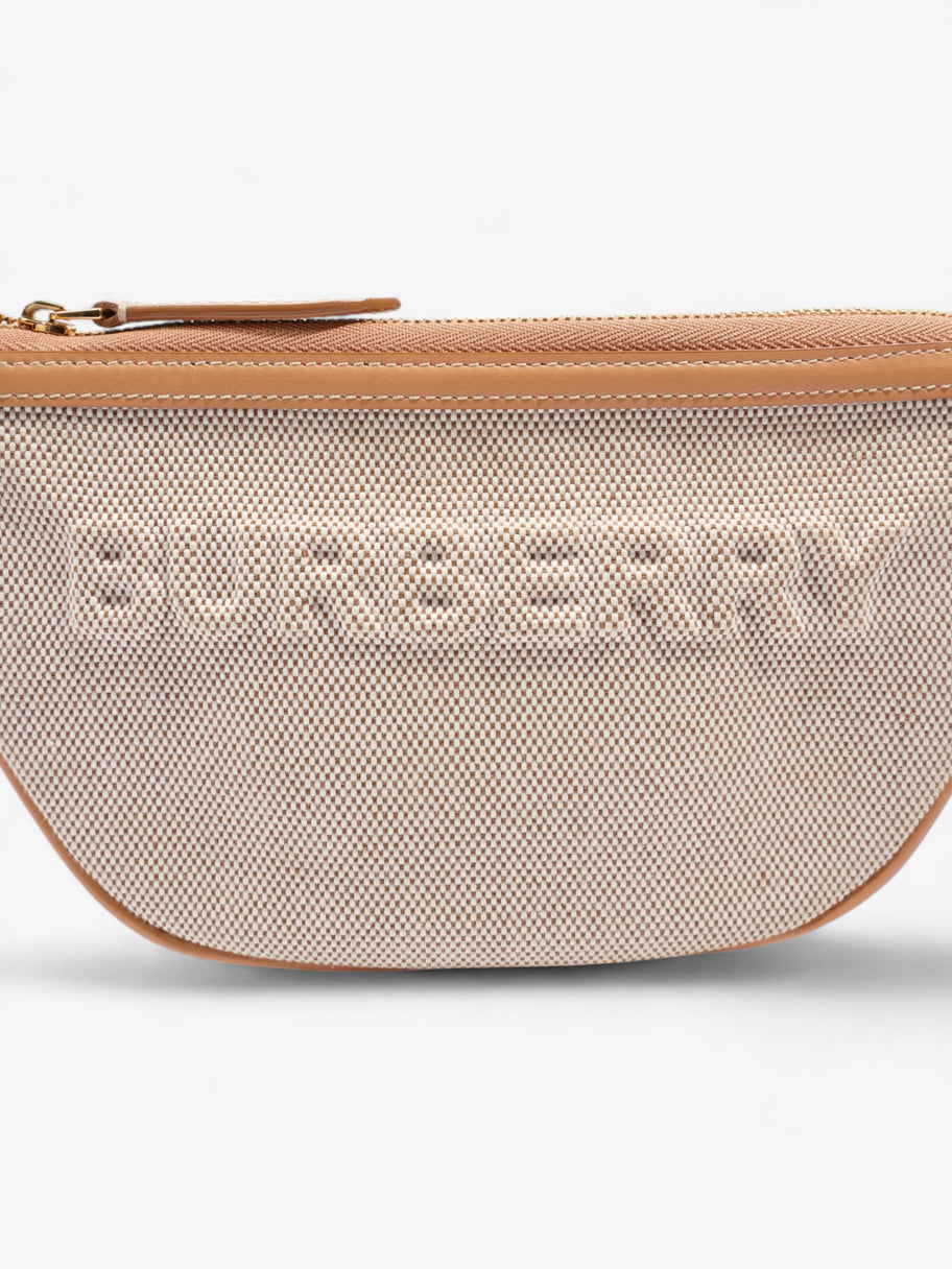 Burberry Olympia Logo Shoulder Bag Beige Cotton Image 8