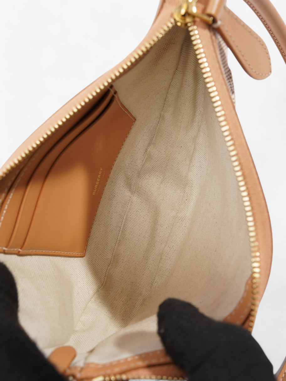 Burberry Olympia Logo Shoulder Bag Beige Cotton Image 9