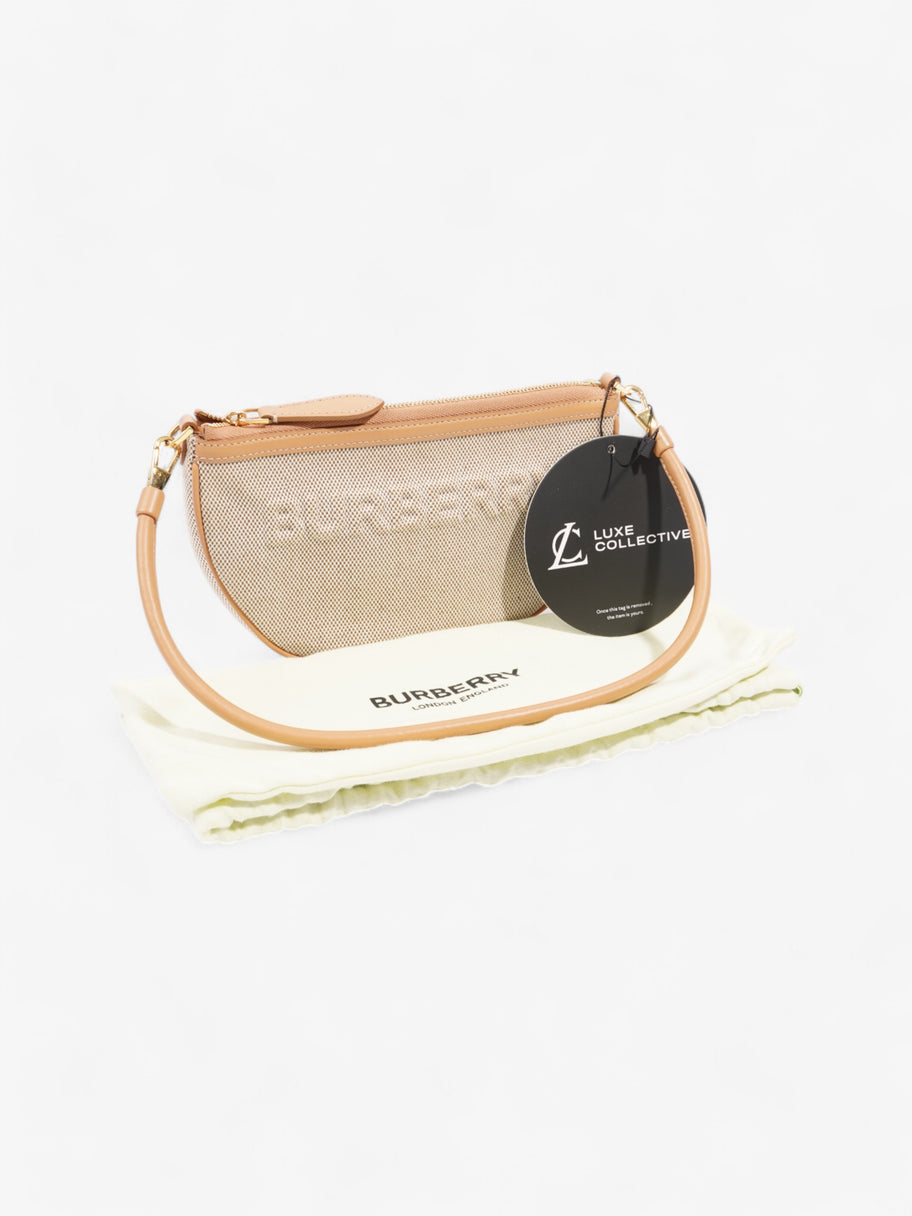 Burberry Olympia Logo Shoulder Bag Beige Cotton Image 10