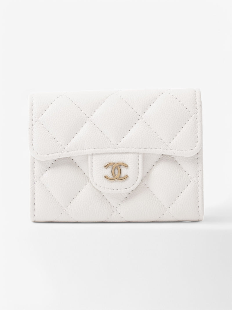  Chanel Classic Flap Wallet White  Leather