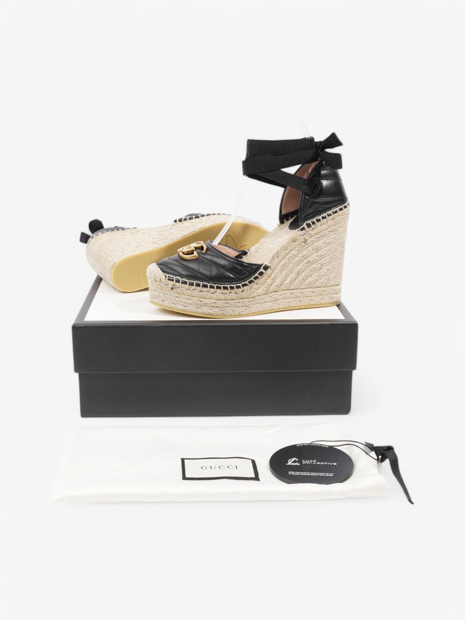 Gucci Marmont Espadrilles Wedges 110 Black Leather EU 38 UK 5 Image 10