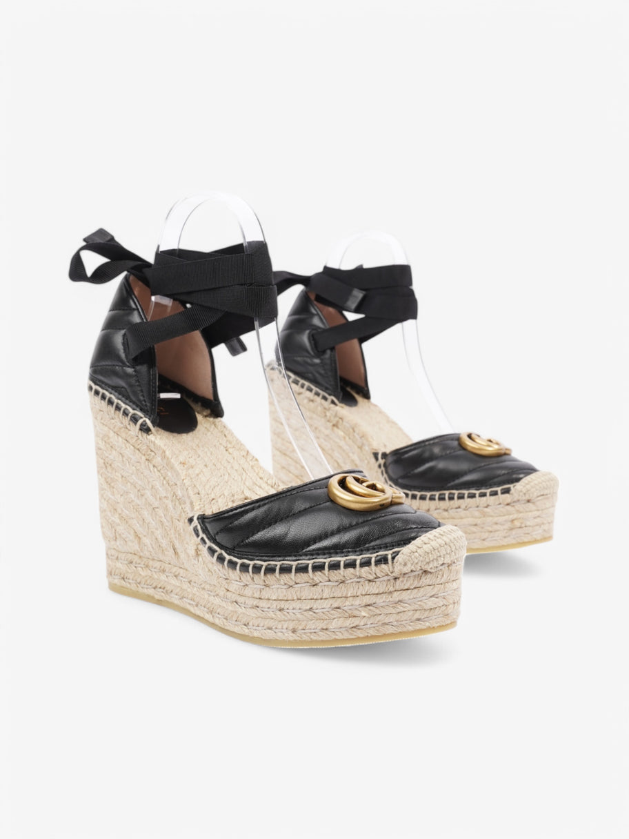 Gucci Marmont Espadrilles Wedges 110 Black Leather EU 38 UK 5 Image 2