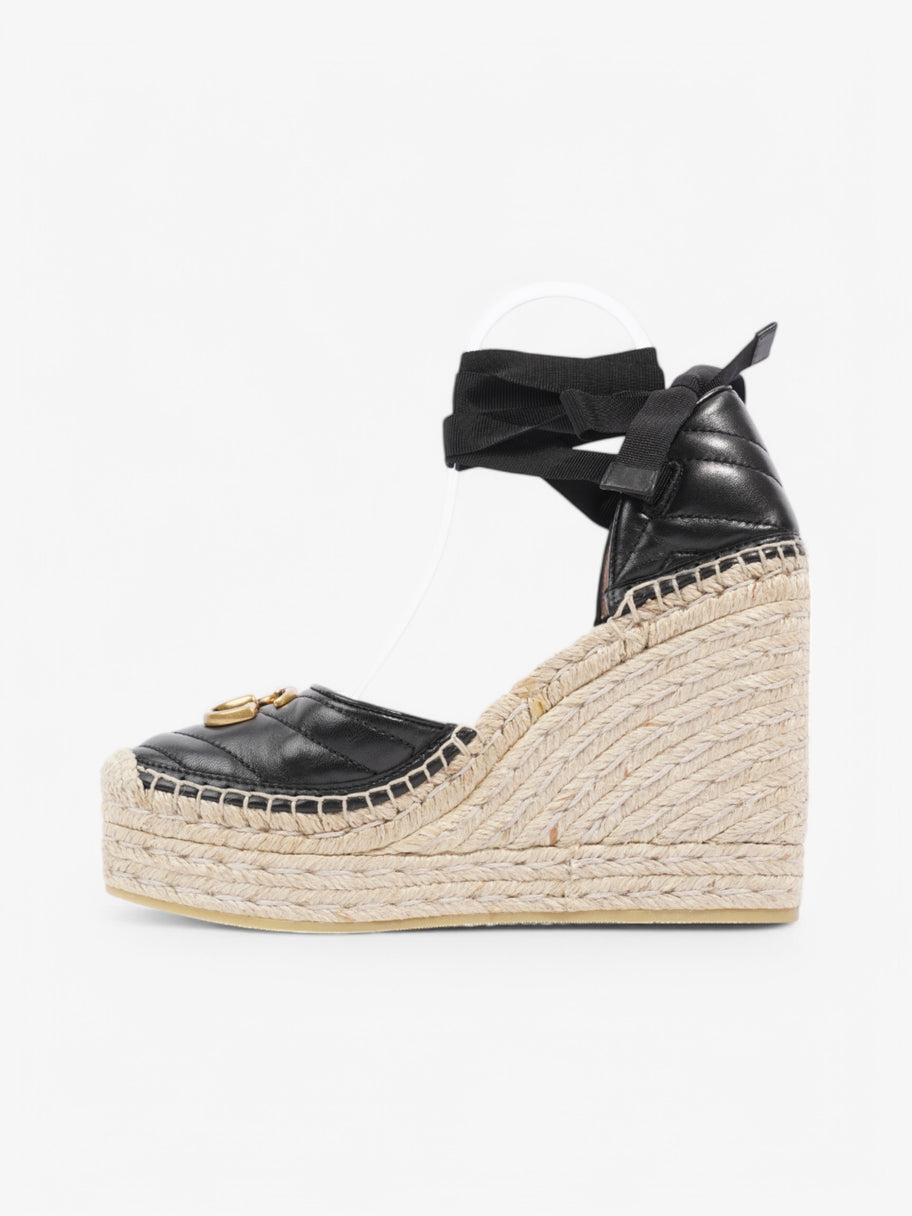 Gucci Marmont Espadrilles Wedges 110 Black Leather EU 38 UK 5 Image 3