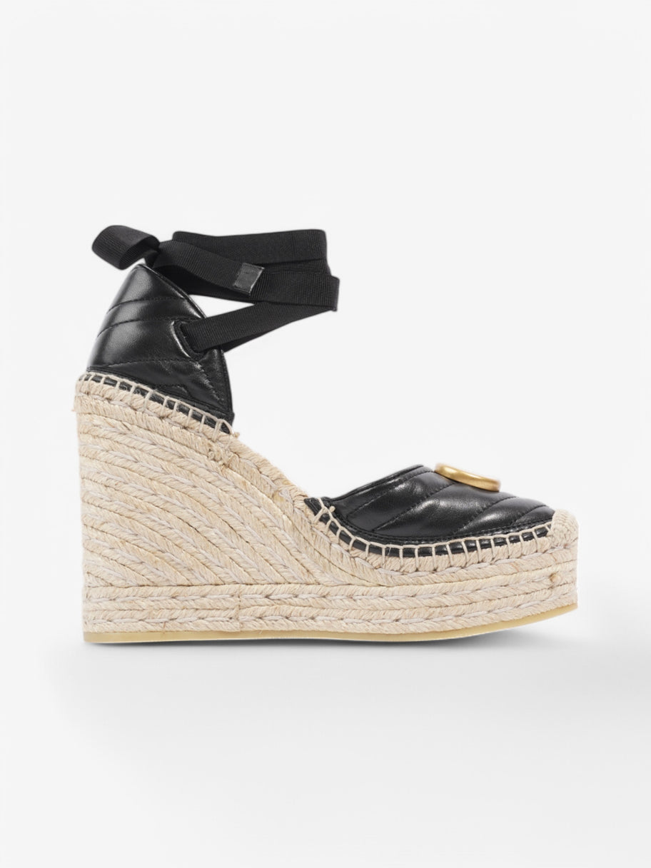 Gucci Marmont Espadrilles Wedges 110 Black Leather EU 38 UK 5 Image 4