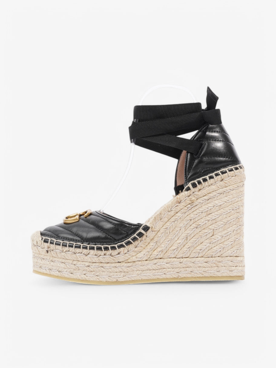 Gucci Marmont Espadrilles Wedges 110 Black Leather EU 38 UK 5 Image 5
