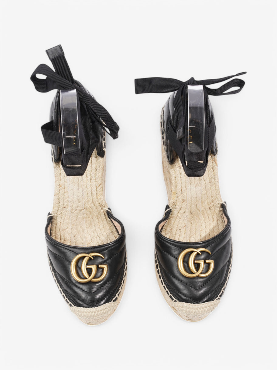 Gucci Marmont Espadrilles Wedges 110 Black Leather EU 38 UK 5 Image 8