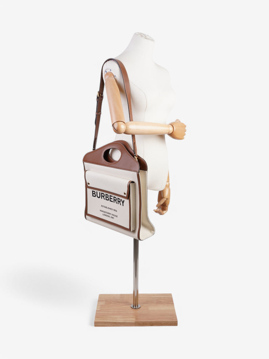 Burberry Pocket Bag White / Brown / Black Cotton Medium Image 2