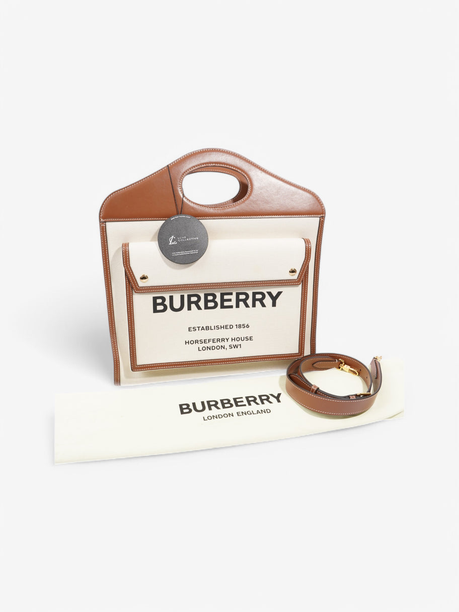 Burberry Pocket Bag White / Brown / Black Cotton Medium Image 9