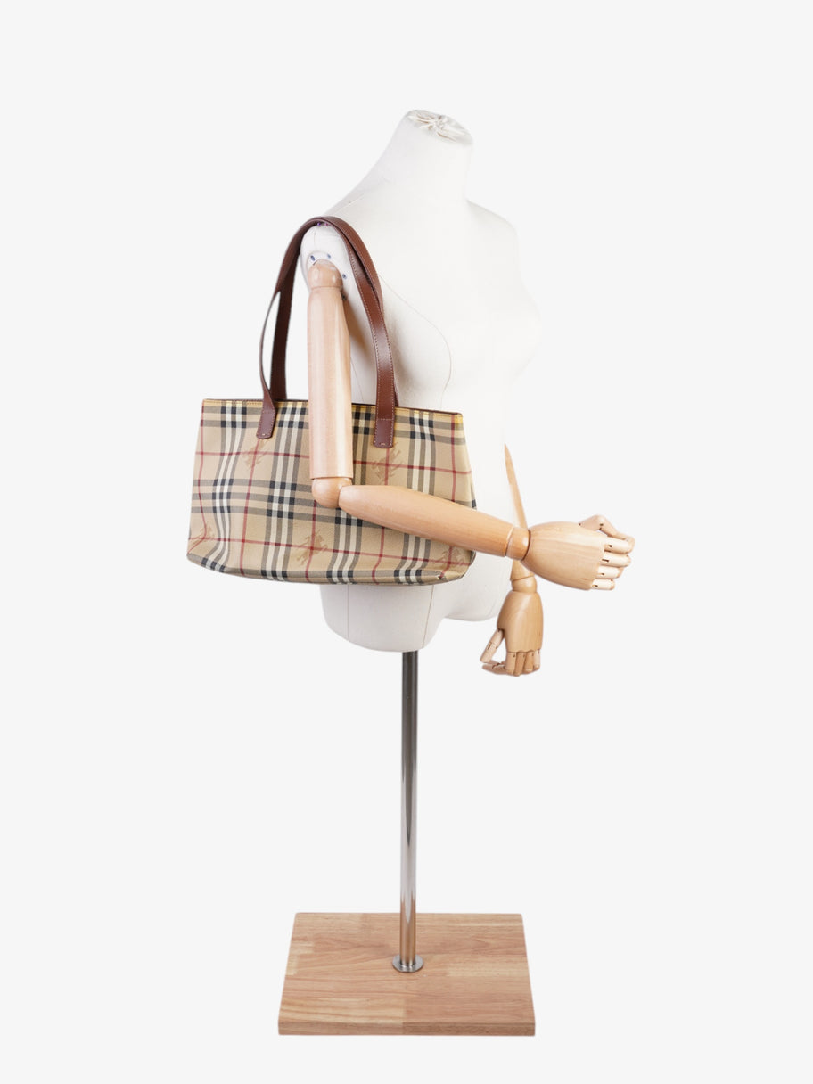 Burberry Logo Tote Bag Check Coated Canvas Image 2
