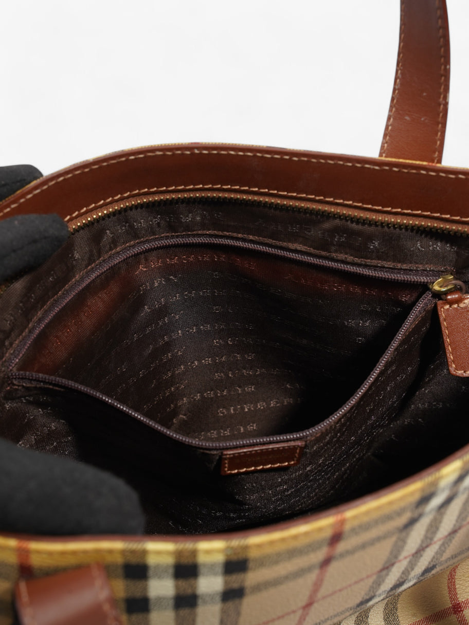 Burberry Logo Tote Bag Check Coated Canvas Image 11