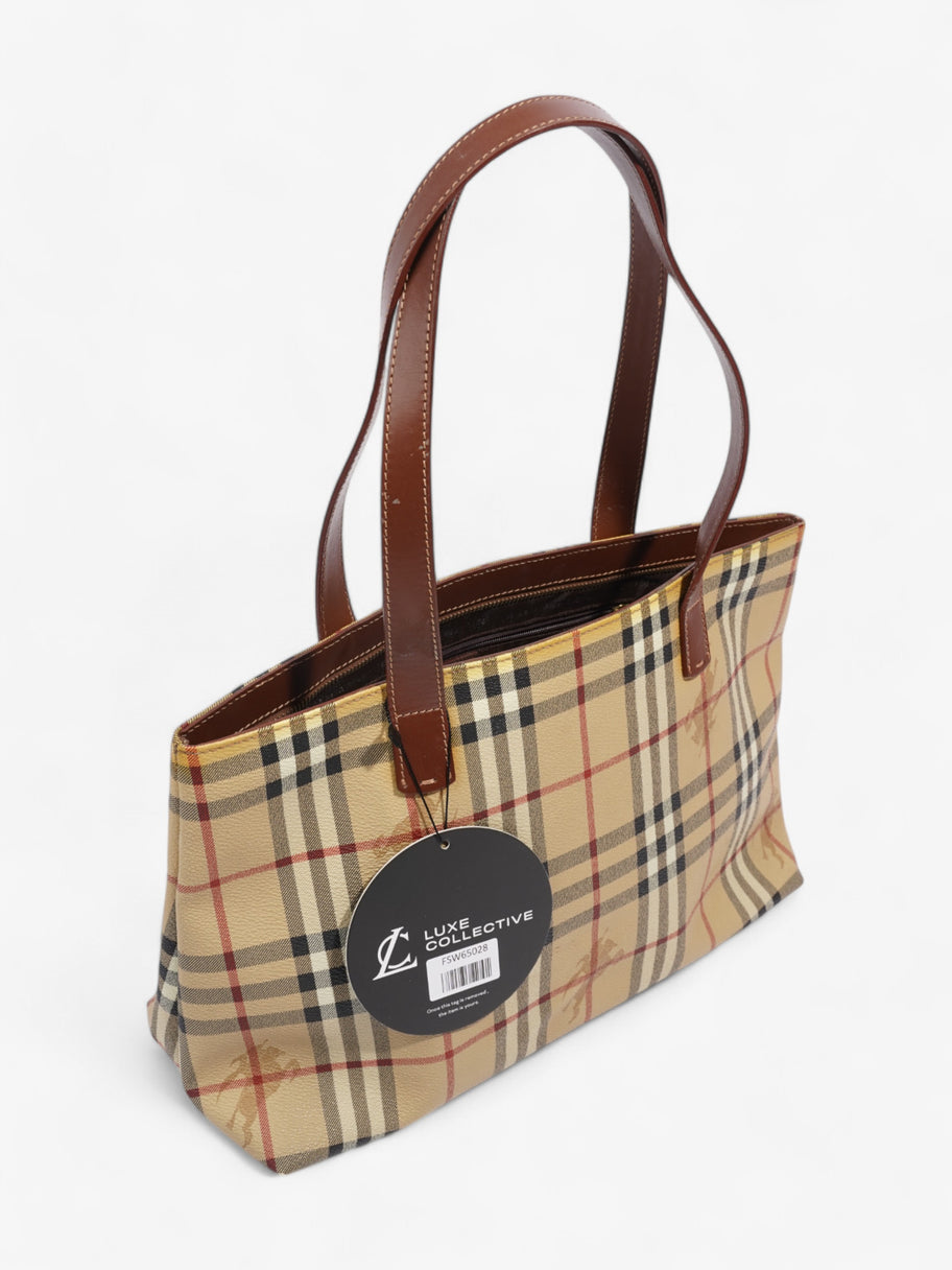 Burberry Logo Tote Bag Check Coated Canvas Image 12