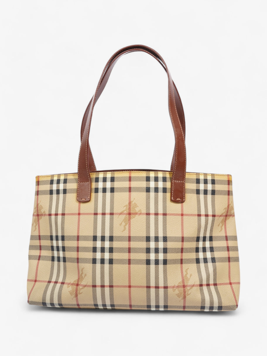 Burberry Logo Tote Bag Check Coated Canvas Image 4
