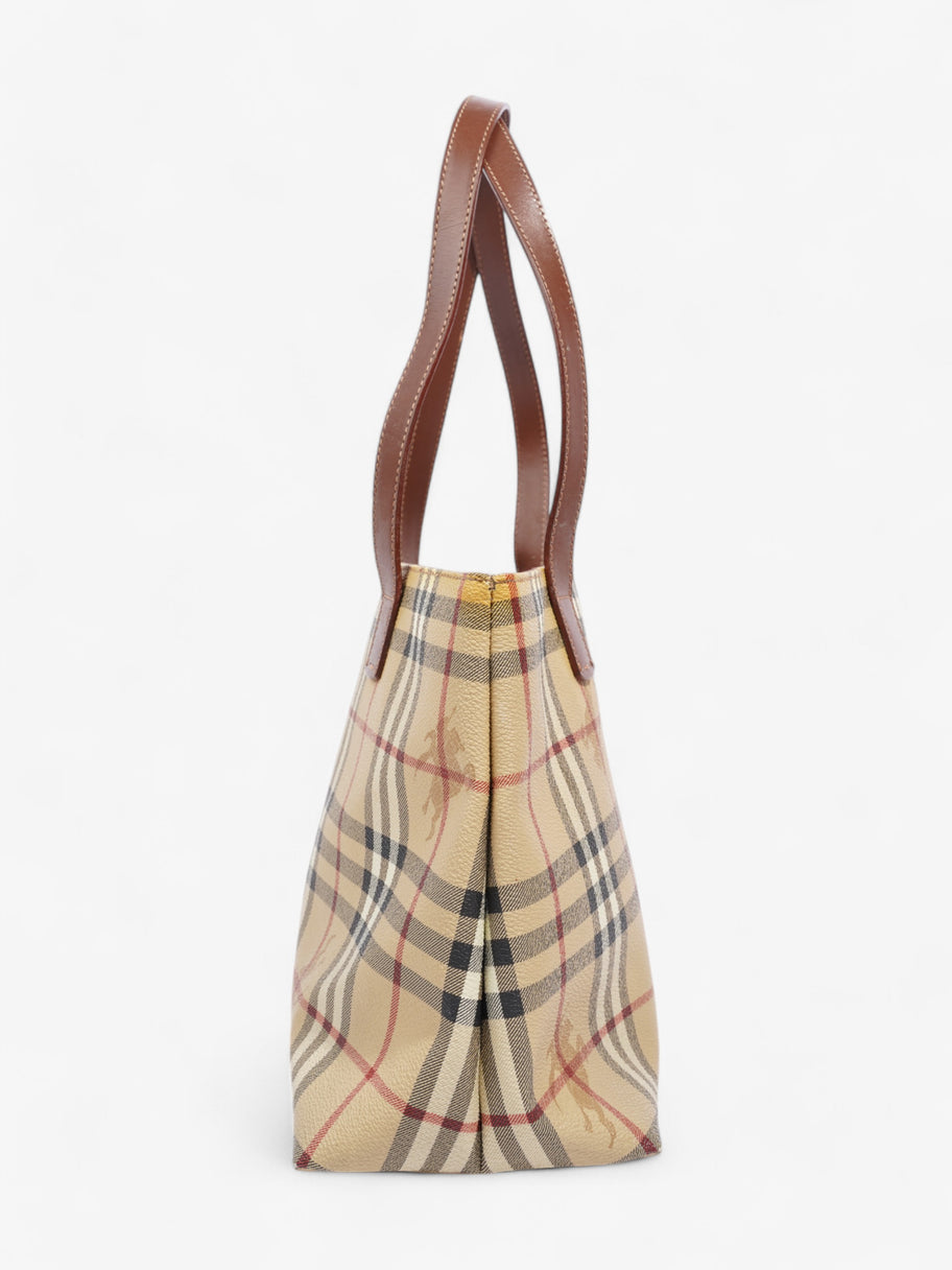 Burberry Logo Tote Bag Check Coated Canvas Image 5
