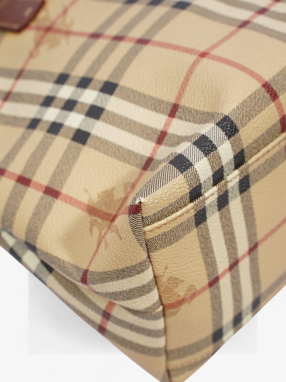 Burberry Logo Tote Bag Check Coated Canvas Image 8