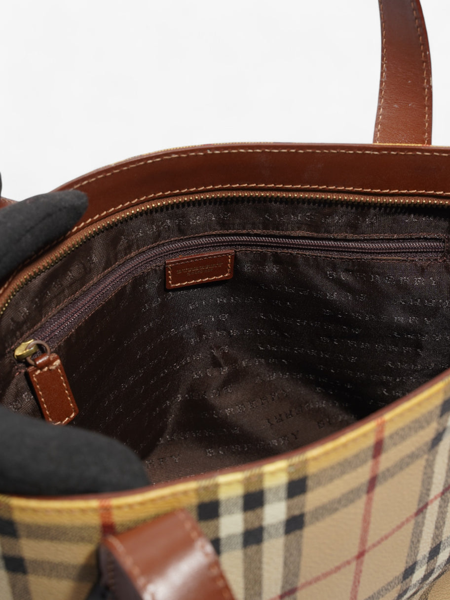 Burberry Logo Tote Bag Check Coated Canvas Image 9