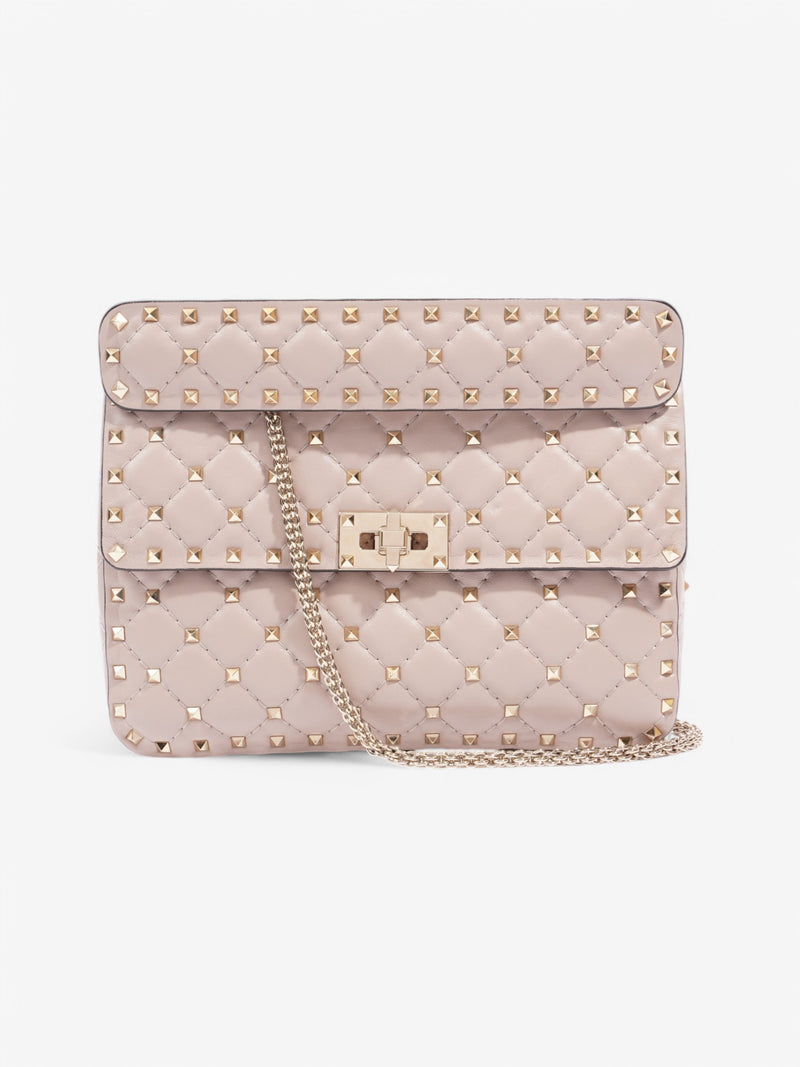  Valentino Rockstud Spike Top Handle Bag Rose Beige  Nappa Leather Medium