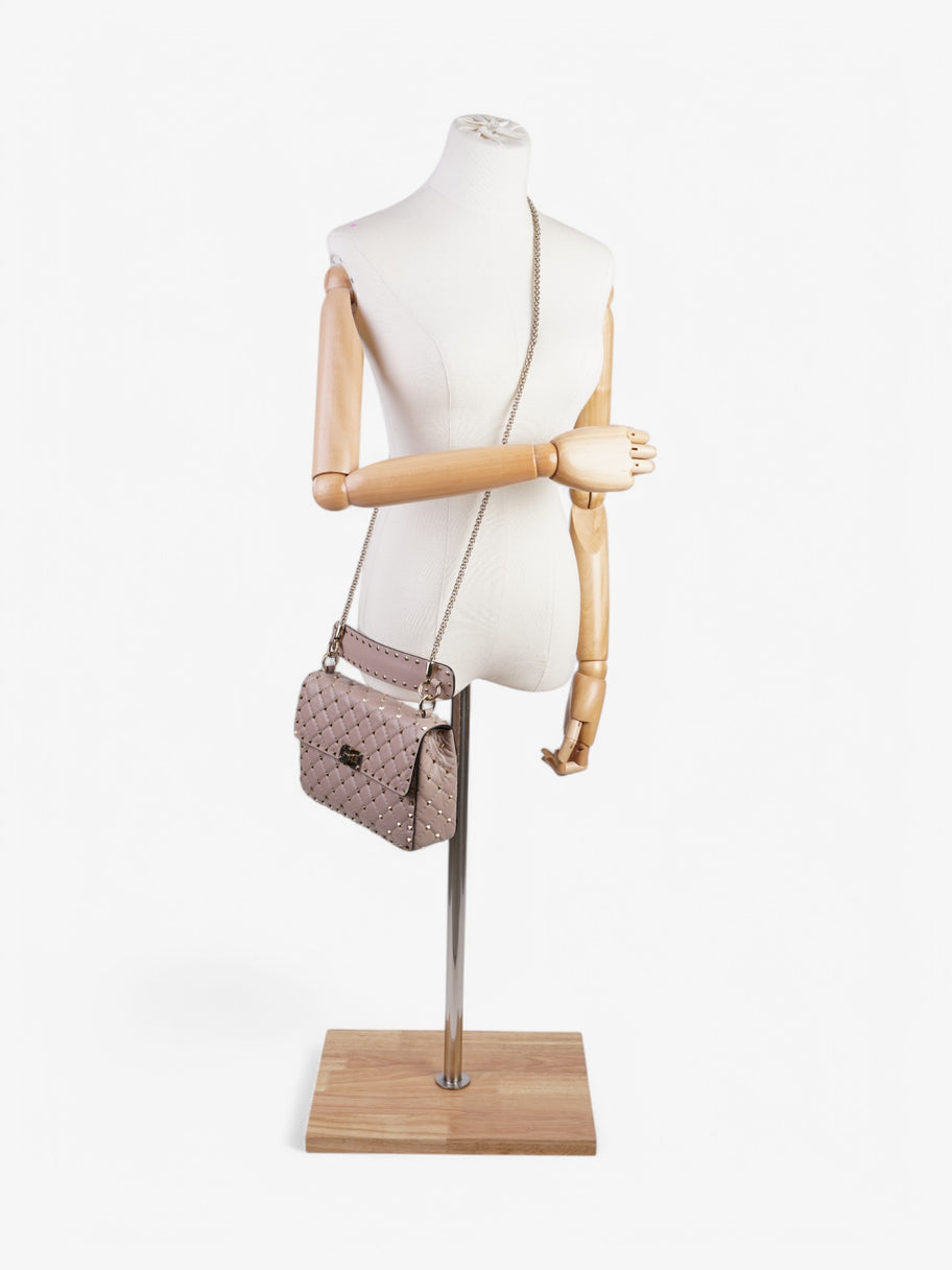 Valentino Rockstud Spike Top Handle Bag Rose Beige  Nappa Leather Medium Image 2
