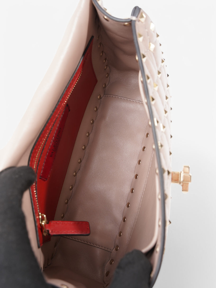 Valentino Rockstud Spike Top Handle Bag Rose Beige  Nappa Leather Medium Image 7
