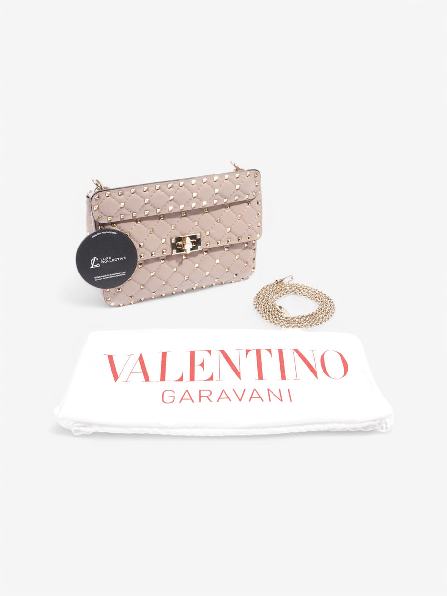 Valentino Rockstud Spike Top Handle Bag Rose Beige  Nappa Leather Medium Image 8