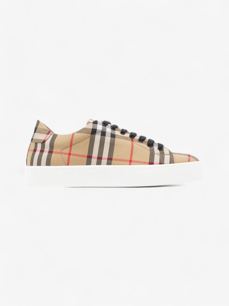  Burberry Vintage Check & Leather Sneakers Beige Checkered / Black / Red Canvas EU 37 UK 4