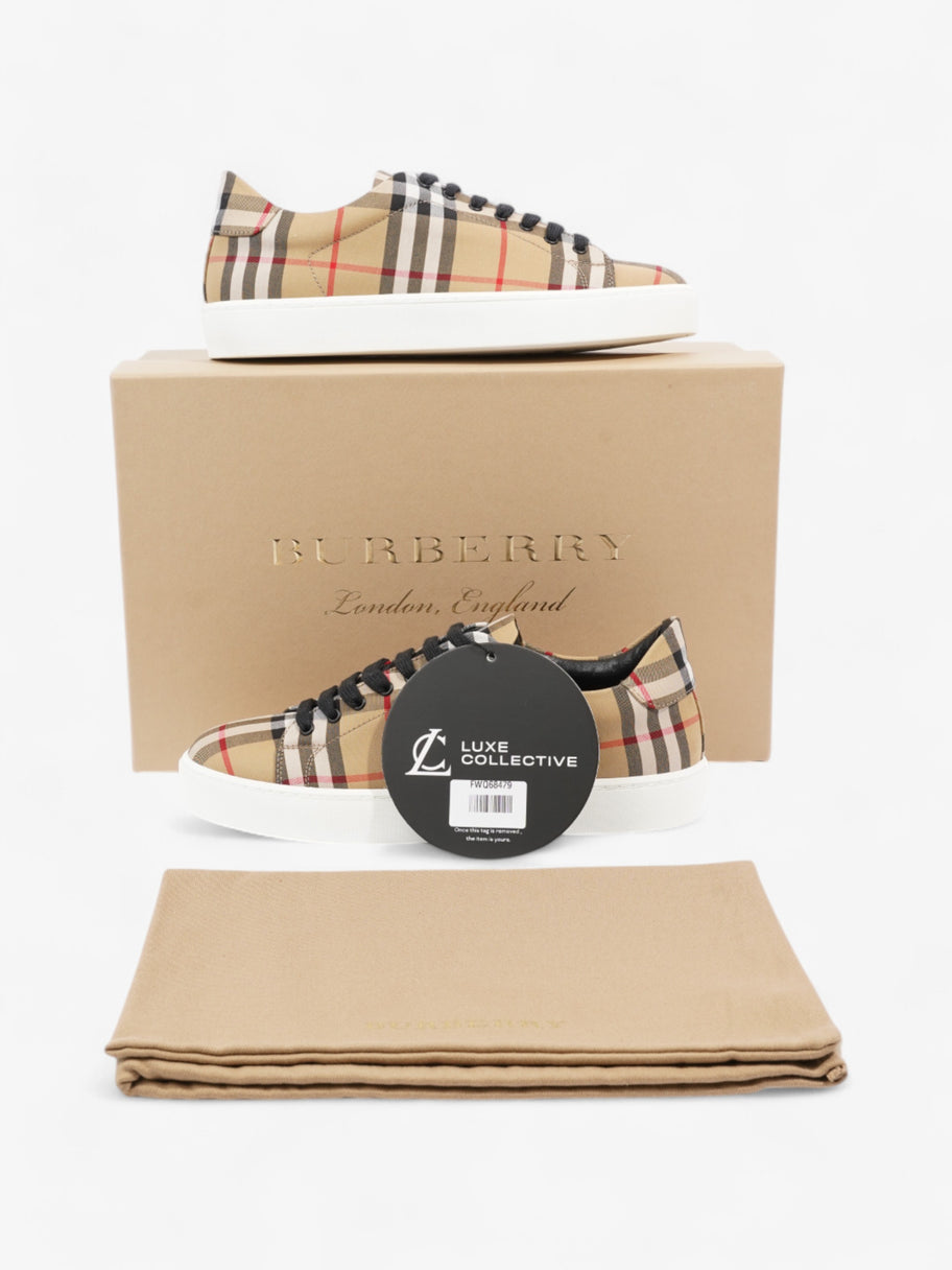 Burberry Vintage Check & Leather Sneakers Beige Checkered / Black / Red Canvas EU 37 UK 4 Image 10
