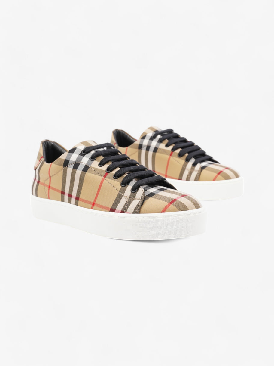 Burberry Vintage Check & Leather Sneakers Beige Checkered / Black / Red Canvas EU 37 UK 4 Image 2