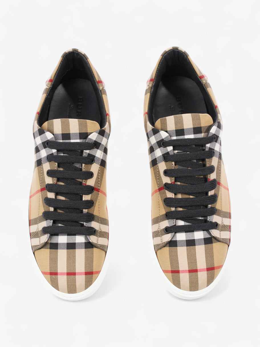 Burberry Vintage Check & Leather Sneakers Beige Checkered / Black / Red Canvas EU 37 UK 4 Image 8