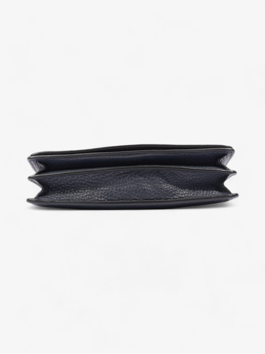 Coach Callie Foldover Chain Clutch Navy Blue Leather Image 6